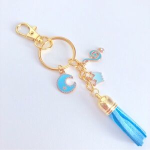 New Enamel Charms Dangling Keychain Tassel Music Moon Crown Zipper Pull Clasp
